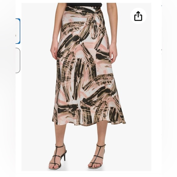 DKNY Women's Ruched Pink Multi -print Maxi Skirt Size 12 - Picture 10 of 11